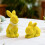 Flocked Easter Bunny 2Pcs Colorful Bunny Figurines Standing Bunnys Statue Decorations For Easter Garden Yard 4