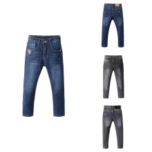 Pantaloni in denim per bambini, tinta unita, vita alta, vestibilità slim, elasticizzati, lunghi, jeans per bambini, jeans per bambini e bambine,