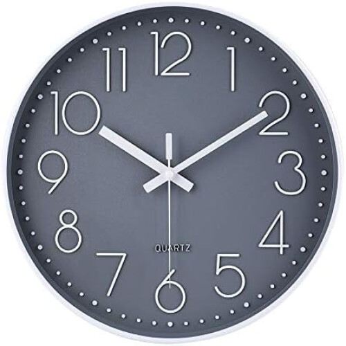 Relógio de parede de 30 cm (12 polegadas), silencioso, a bateria, redondo, moderno, elegante e simples, para casa, escritório, cozinha, quarto e