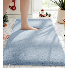 Tappeto da bagno grigio-blu 32x20 – Spessore in schiuma elastica, ultra morbido antiscivolo, tappetino in microfibra assorbente ad asciugatura