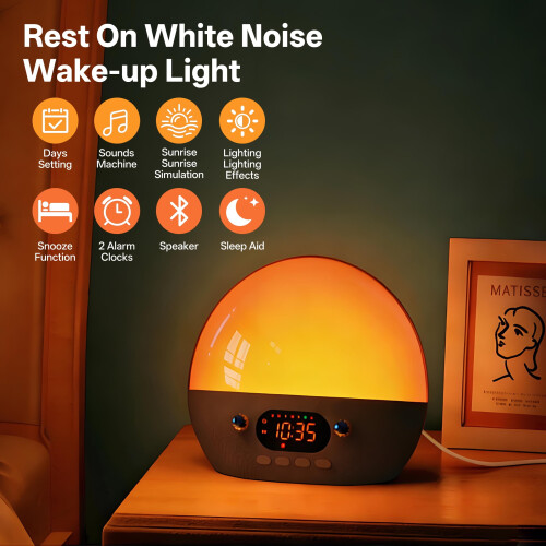 Réveil Sunrise avec haut-parleur Bluetooth et double alarme11 1