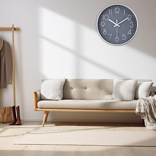 Relógio de parede de 30 cm (12 polegadas), silencioso, a bateria, redondo, moderno, elegante e simples, para casa, escritório, cozinha, quarto e 1