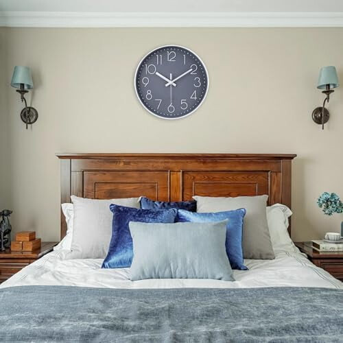Relógio de parede de 30 cm (12 polegadas), silencioso, a bateria, redondo, moderno, elegante e simples, para casa, escritório, cozinha, quarto e 2