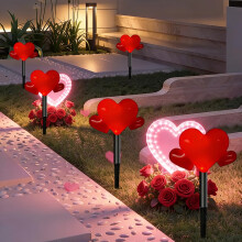 Luzes solares em formato de coração vermelho para exterior, decoração de jardim à prova d'água para o Dia dos Namorados – Compatíveis com