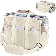 Canvas draagtas met meerdere vakken, crossbodytas voor dames, bijbeltas, alles-in-één draagtas met compartimenten