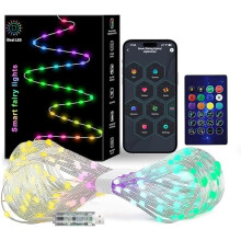 Luzes de fada ZLSmart, 5 metros (16,4 pés), luzes cintilantes DIY com controle remoto e aplicativo, multicoloridas e branco quente – Compatível