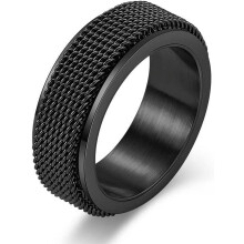 Angstverminderende ring voor mannen – 8 mm titanium draaibare ring, geweven mesh fidgetband, goud/zilver/zwart, compatibel met stressverlichting