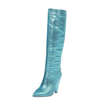 Botas peludas para mujer, estilo disco de invierno, para bailar, con tacón ultra alto, estilo tubo alto y terciopelo. Talla US: 6.5 (38).