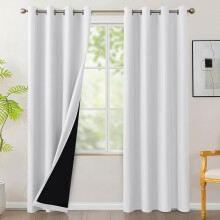 Cortinas blackout 100% de 213 cm (84"), 4 painéis, brancas com ilhós e verso preto, para quarto/sala de estar/porta de pátio – Compatíveis com