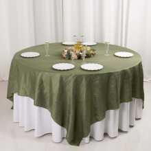 Éadach Boird Cearnógach Forleagan Tábla Miotalach Crincilte Taffeta Glas Saoi Dusty BalsaCircle 90" x 90"