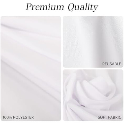 White Polyester Rectangle Tablecloth 90in Round, 6 Pack 1
