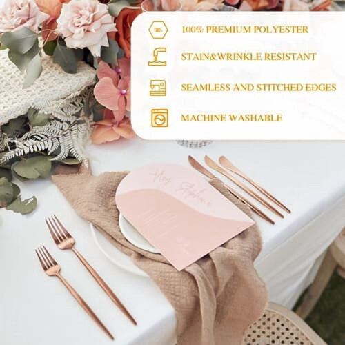 White Polyester Rectangle Tablecloth 90in Round 6-Pack 2
