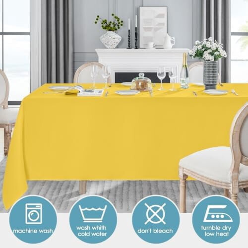 Gul rektangulär polyesterduk 237 x 337 cm (2-pack) 2