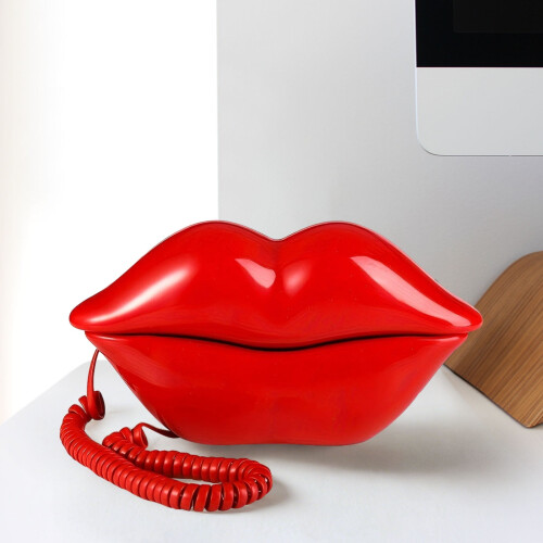 Pink Corded Lips Telephone for Home Office Use 2