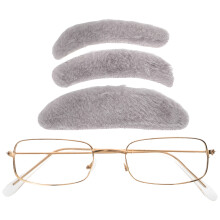 3Sets Old Man Kostüm Zubehör Mit Falschem Bart, Augenbrauen Brille