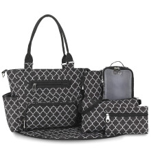 Nappy Changing Bag Set 7 Piece Diaper Bag With Bottle Bag Changing Mat Stroller Straps Mummy Tote Travel Shoulder Bag