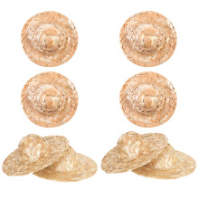 16Pz Mini Top Hat in Paglia Beige Per Bambole E Feste DIY