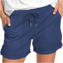 VERUGU Pantaloncini da donna alla moda estivi tinta unita casual gamba dritta ampia vita elasticizzata fiocco lacci con tasche blu XL