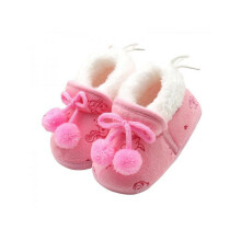 Ochine Baby-Hausschuhe mit Schleife, süß, aus Kaschmir, warm, aus Baumwolle und Wolle, für Jungen und Mädchen.