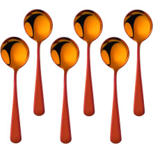 6er-Pack Suppenlöffel aus Edelstahl, runde Esslöffel, Dessertlöffel, 16 cm lange Edelstahllöffel für Porridge, Obst und Joghurt