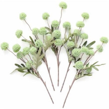 5 crisantemos de seda sintética verde elfo, mini crisantemos con tallos para centros de mesa de boda DIY, rellenos de jarrones y decoración del