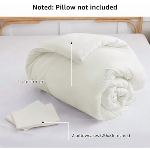 Queen Ivory Comforter Set Microfiber 3-Piece 2