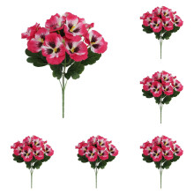6 Bundels kunstbloemen voor buiten, UV-bestendige kunstviooltjes, zijden bloemen voor tuin, plantenbak, terras, veranda en interieurdecoratie