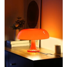 Orangefarbene Pilzlampe, Tischleuchte im Mid-Century-Modern-Stil fürs Schlafzimmer, minimalistische kleine Nachttischlampe mit Pilzdekor, 2700K