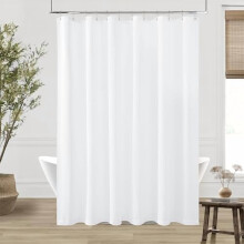 Vitt duschdraperi 72x84 Linnestil Vattenavvisande