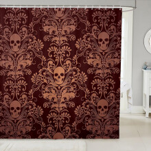 Brauner Damast-Duschvorhang 183 x 213 cm, Vintage-Stil, viktorianisch-barock, wasserdicht, gotisch-bohemisches Dekor, kompatibel mit