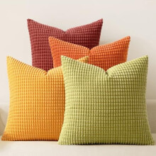 Tacar de 4 Chlúdach Piliúir Corduroy Boho – 22x22 orlach