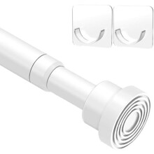 Barra de cortina ajustable de 84 a 142 cm (33 a 56 pulgadas), color blanco, sin necesidad de taladrar, antideslizante, para ventanas, puertas,