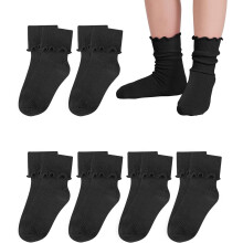 Ruffle Socks for Girls Kids Toddler Turn Cuff Dress School Uniform Sock