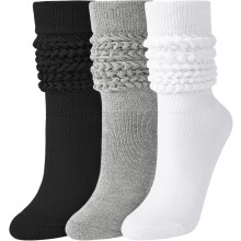 Calze morbide da donna, 3 paia di calze arricciate da donna, calze extra lunghe al ginocchio, taglia 6-11