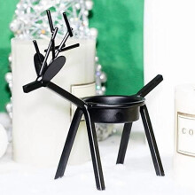 Castiçal de Natal em Ferro Forjado em Formato de Veado, Leve e Durável, 92g, 14x13,5x5,5cm, Ideal para Decoração e Presente.