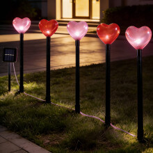 5-pack 15" LED-hjärtformade gångvägslampor för utomhusdekorationer på Alla hjärtans dag – Kompatibel med trädgård, uteplats, gräsmatta