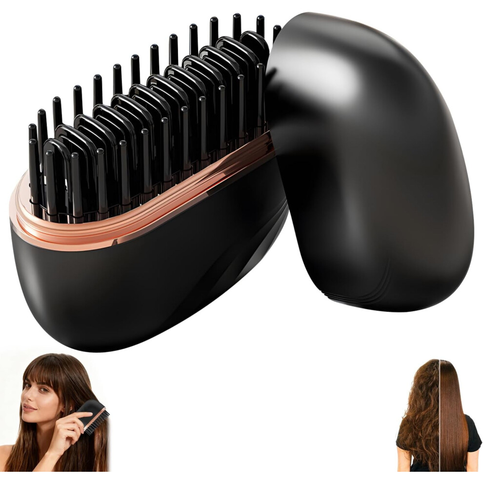 Mini Rechargeable Hair Straightener Comb, 3 Temp Settings, Wireless & Portable for Women â Compatible with USB Charging