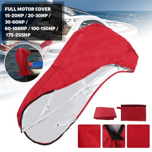 Boots-Außenbordmotorabdeckung, 420D Oxford-Gewebe, Rot 2