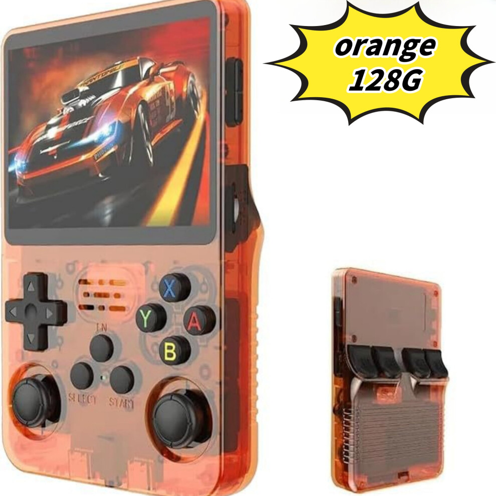 R36s Open Source Handheld Game Console, Large Screen, Large Memory, Large Battery,,128G Orange 9162407030088