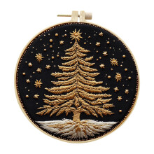 Kit de broderie sapin de Noël – Point de croix imprimé avec motifs et instructions, adapté aux débutants