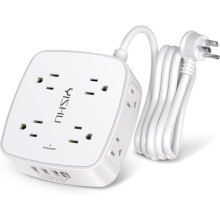 Stiall Chumhachta Cosanta Borrtha 6Tr: 8 Asraon + 4USB, 3 Shíneadh Taobh, Breiseán Cothrom, Gléasadh Balla, Deimhnithe ETL, Bán