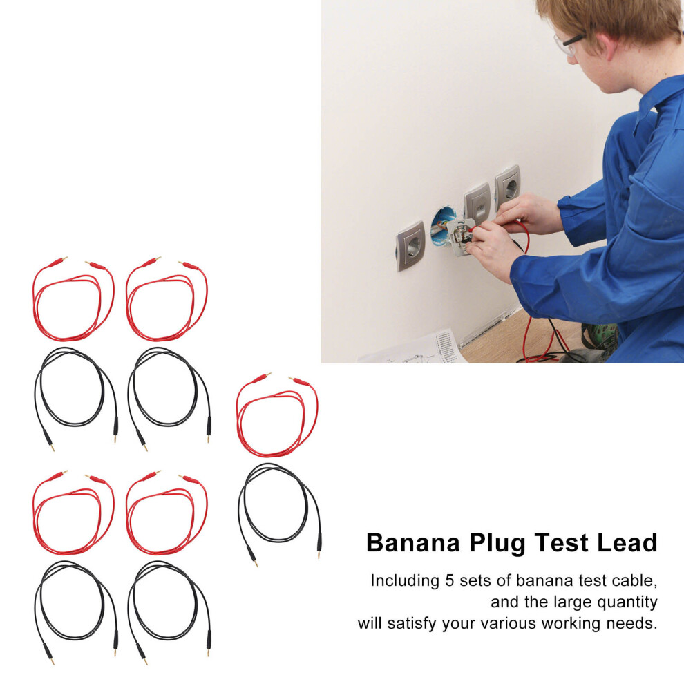 5 Pack Test Probe Cables 2mm Banana Plug