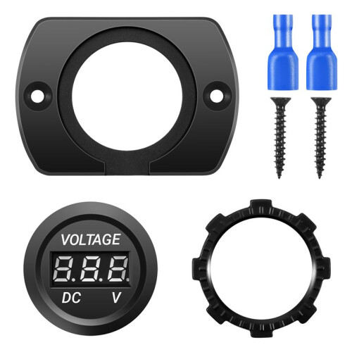 12V-24V Waterproof Car Motorcycle LED Digital Display Voltmeter Voltage Meter Black