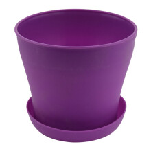 Plastic Plant Flower Pot Planter With Saucer Tray Round Gloss Home Garden Decor, Upper Caliber -, 14cm / 5.51"