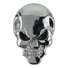 Fashion Punk 3D Skull Skeleton Badge Car/Motorcycle Metal Sticker Cool Decal, Silver