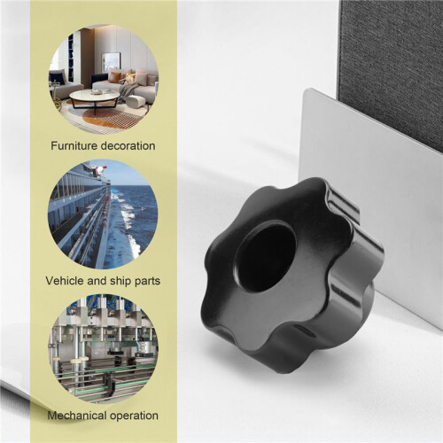 5 pieces Black star grip knobs, female thread diameter 8mm,  diameter 40mm 1