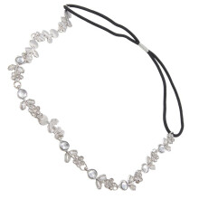 Haarhoofdband Elegante Elastische Hoofdband met Strassbloemen voor Dames - Zilver
