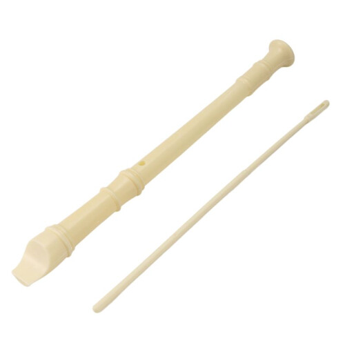 Students creamy-white Plastic 8 Holes Flute Recorder w Cleaning Stick 1