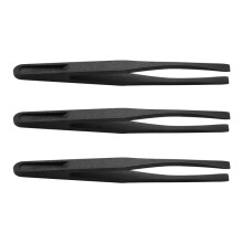 Pinzetta 115 Mm Lungo Piatto Nero Tip Plastica Anti-Statica 3 Pz