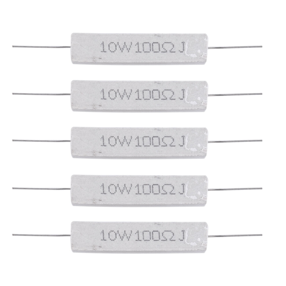 5 Pcs 10W Watt 100 Ohm 5% Axial Wirewound Cement Resistors 4712462254841